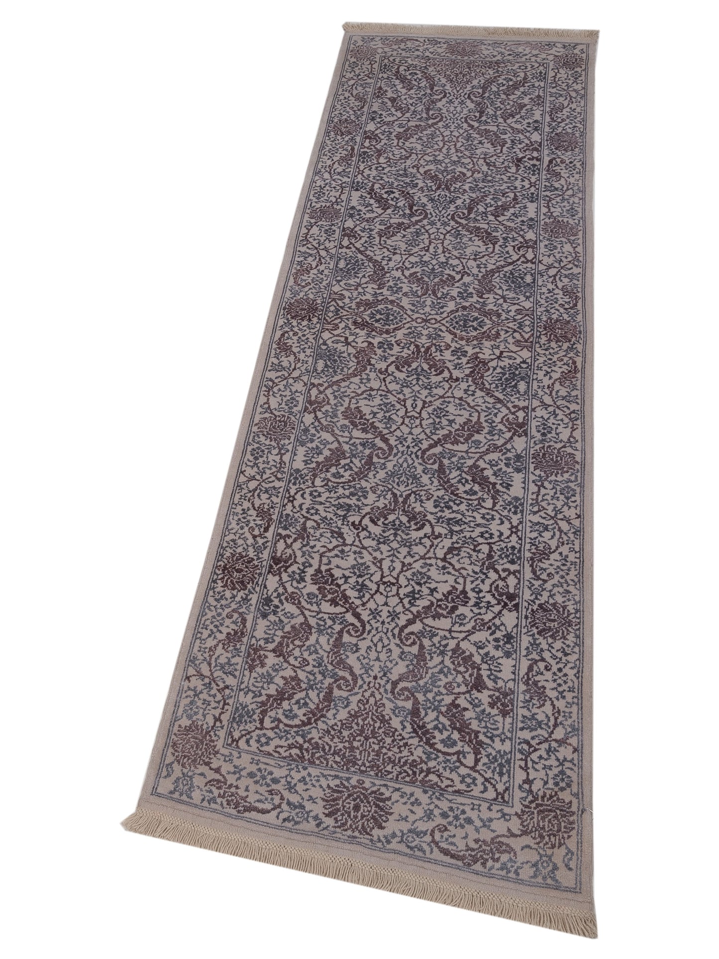 Defne Orchid Ivory Brown 2.9x9.5 Hand Knotted Rug