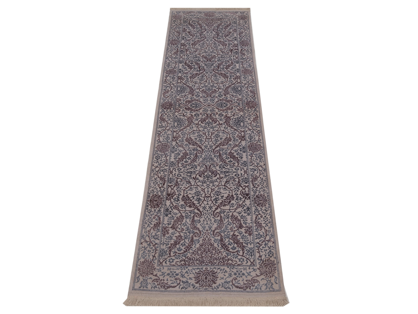 Defne Orchid Ivory Brown 2.9x9.5 Hand Knotted Rug
