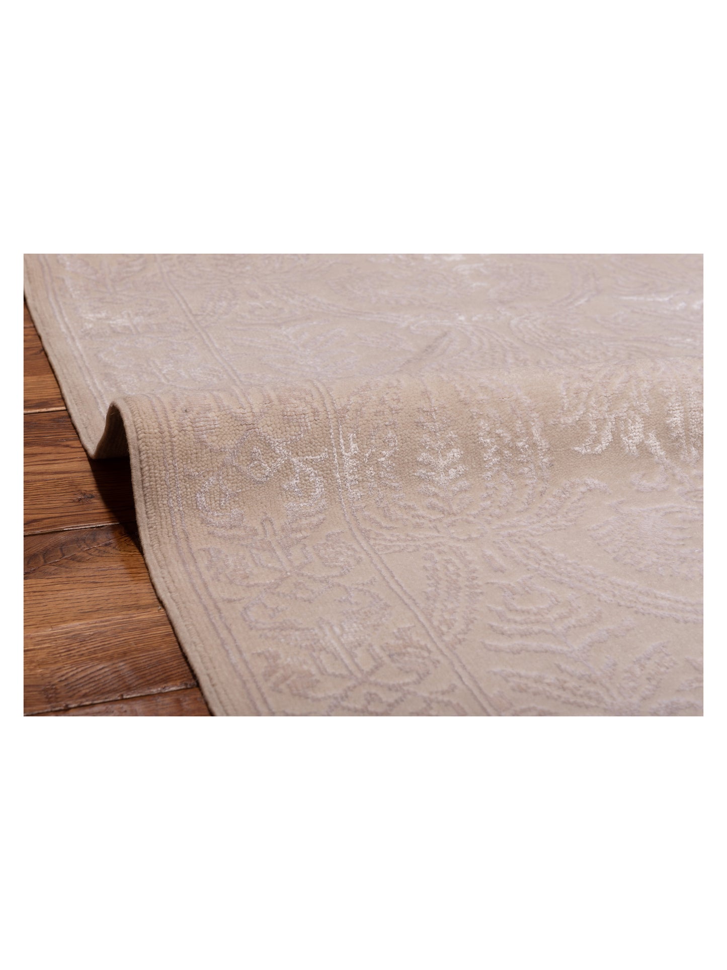 Defne Dahlia Ivory Ivory 2.9x15.5 Hand Knotted Rug