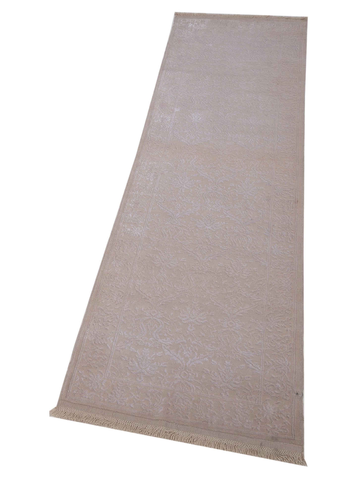 Defne Begonia Ivory Ivory 2.8x9.5 Hand Knotted Rug