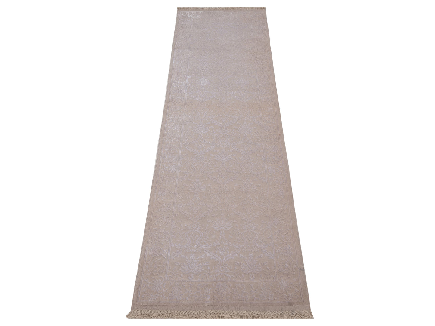 Defne Begonia Ivory Ivory 2.8x9.5 Hand Knotted Rug