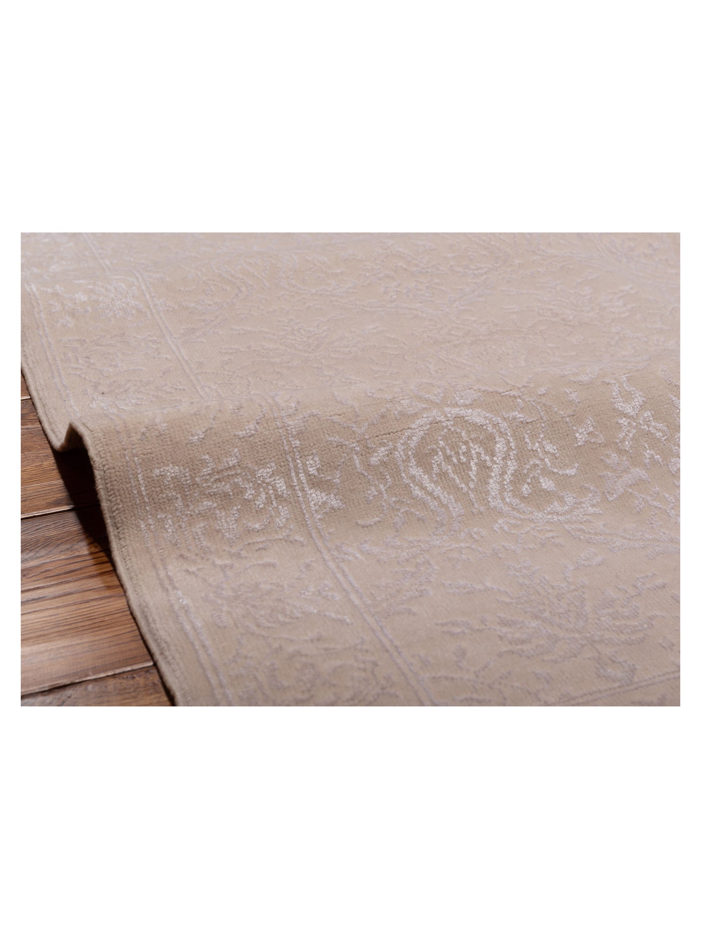 Defne Begonia Ivory Ivory 2.8x9.5 Hand Knotted Rug