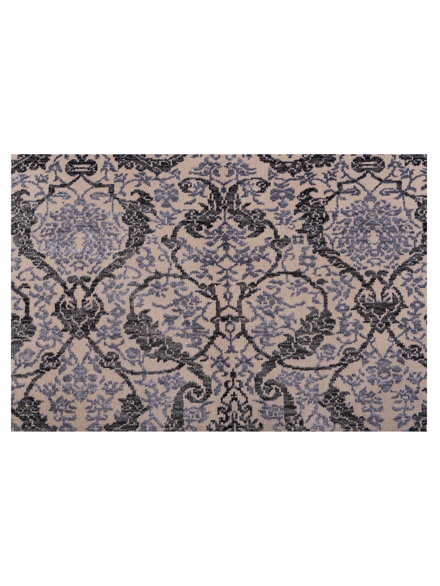 Defne Orchid Ivory Charcoal 4.2x5.10 Hand Knotted Rug