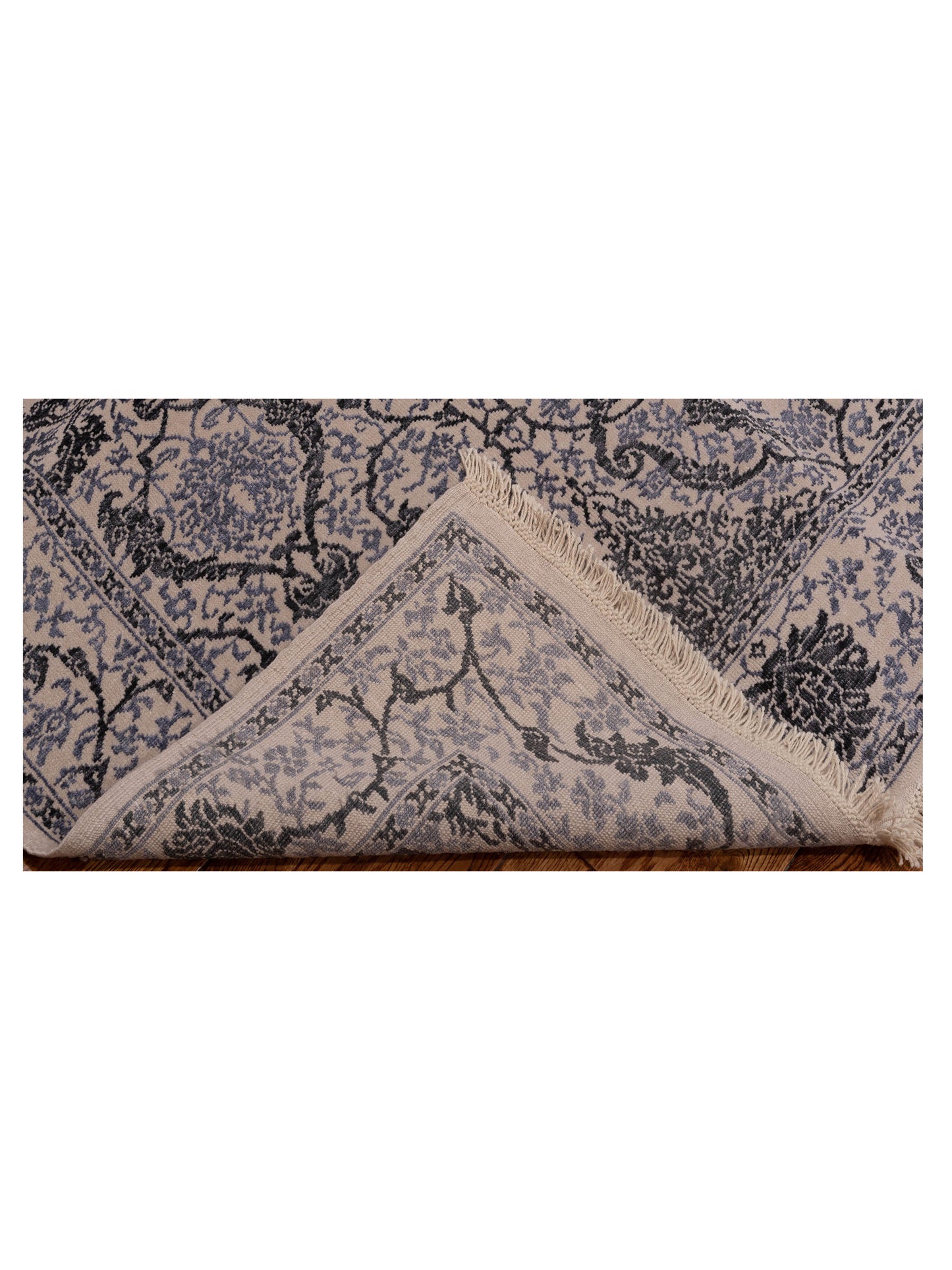 Defne Orchid Ivory Charcoal 4.2x5.10 Hand Knotted Rug