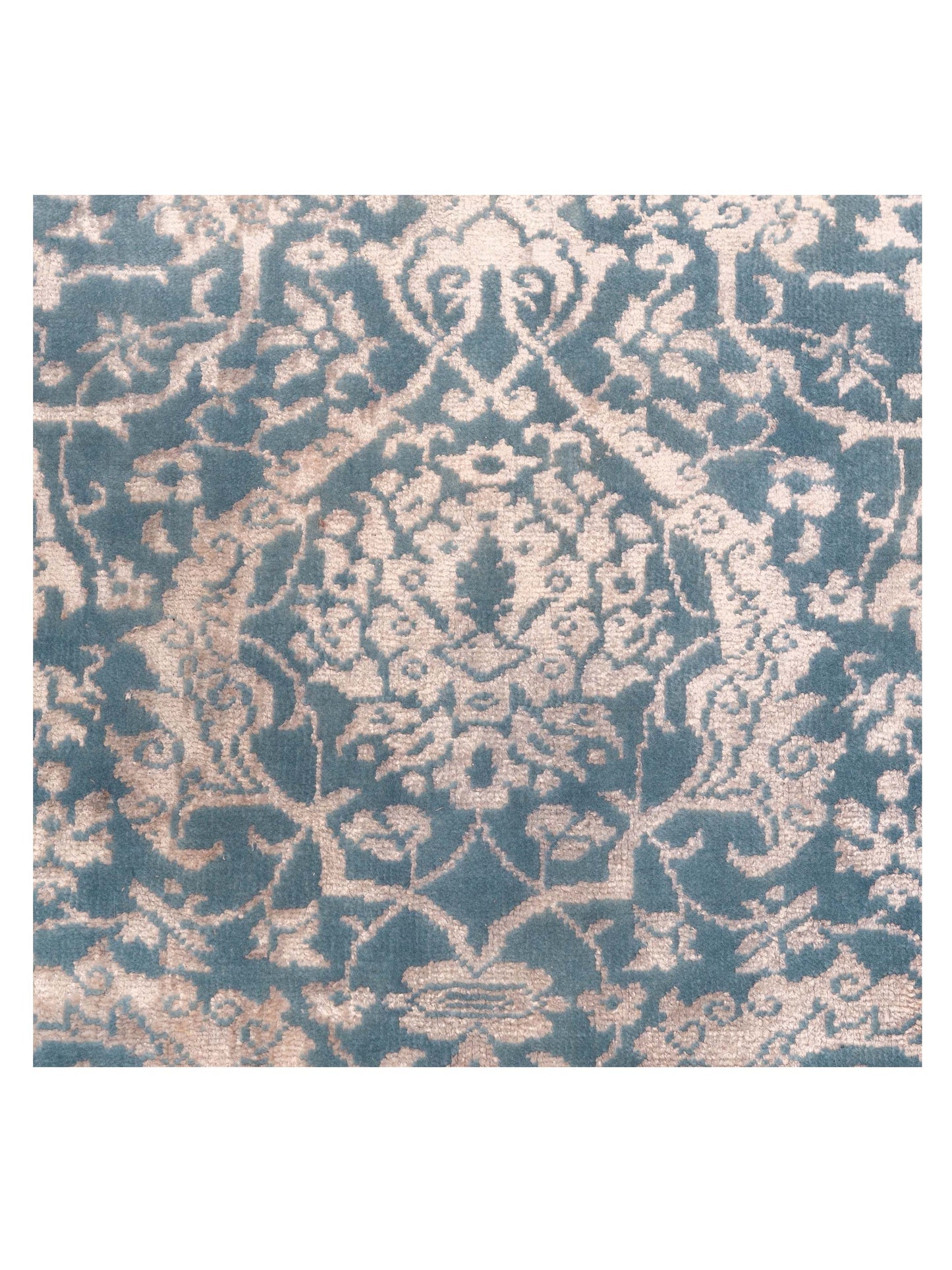 Defne Lotus Blue Ivory 5.8x7.5 Hand Knotted Rug