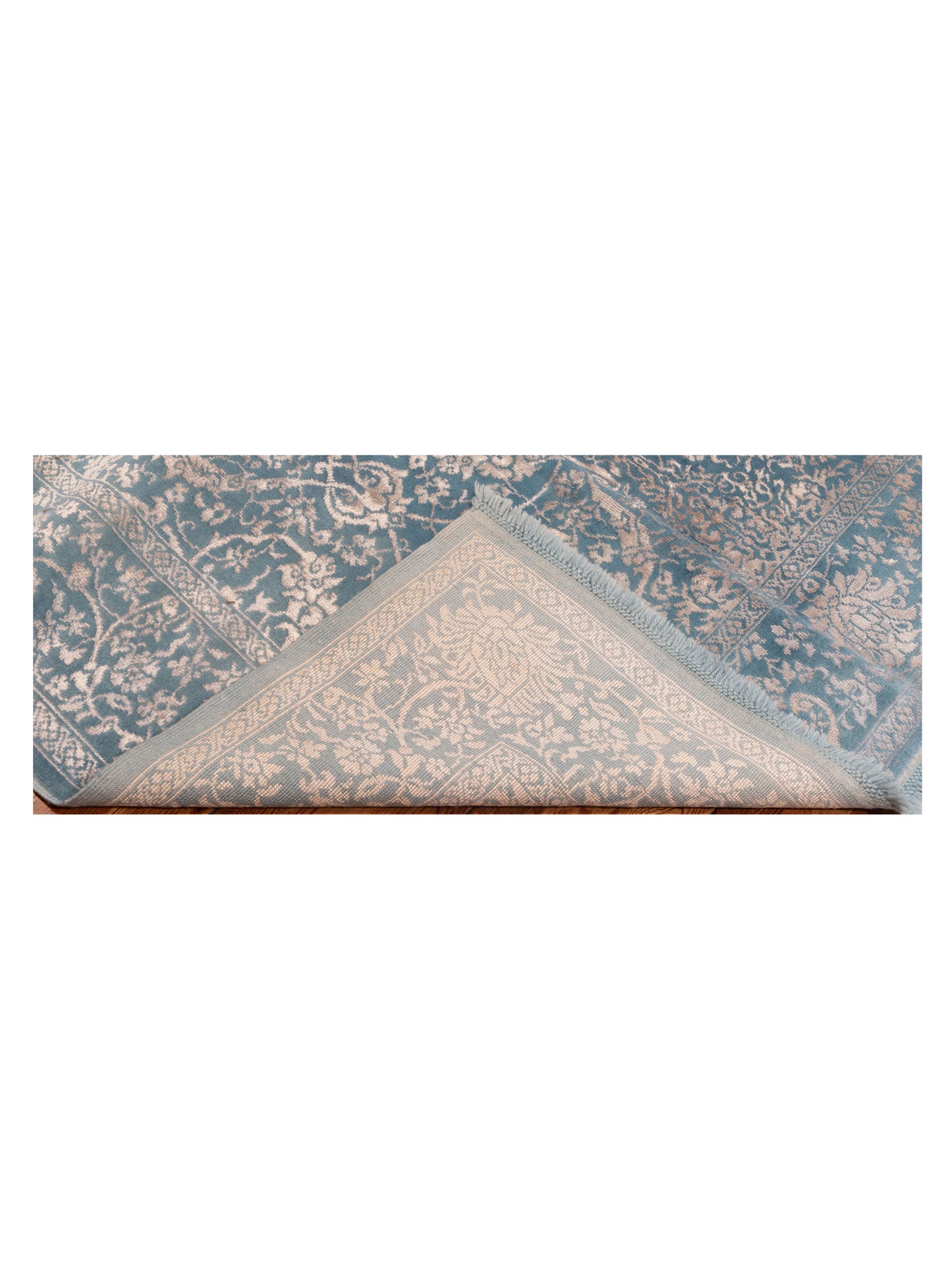 Defne Lotus Blue Ivory 5.8x7.5 Hand Knotted Rug