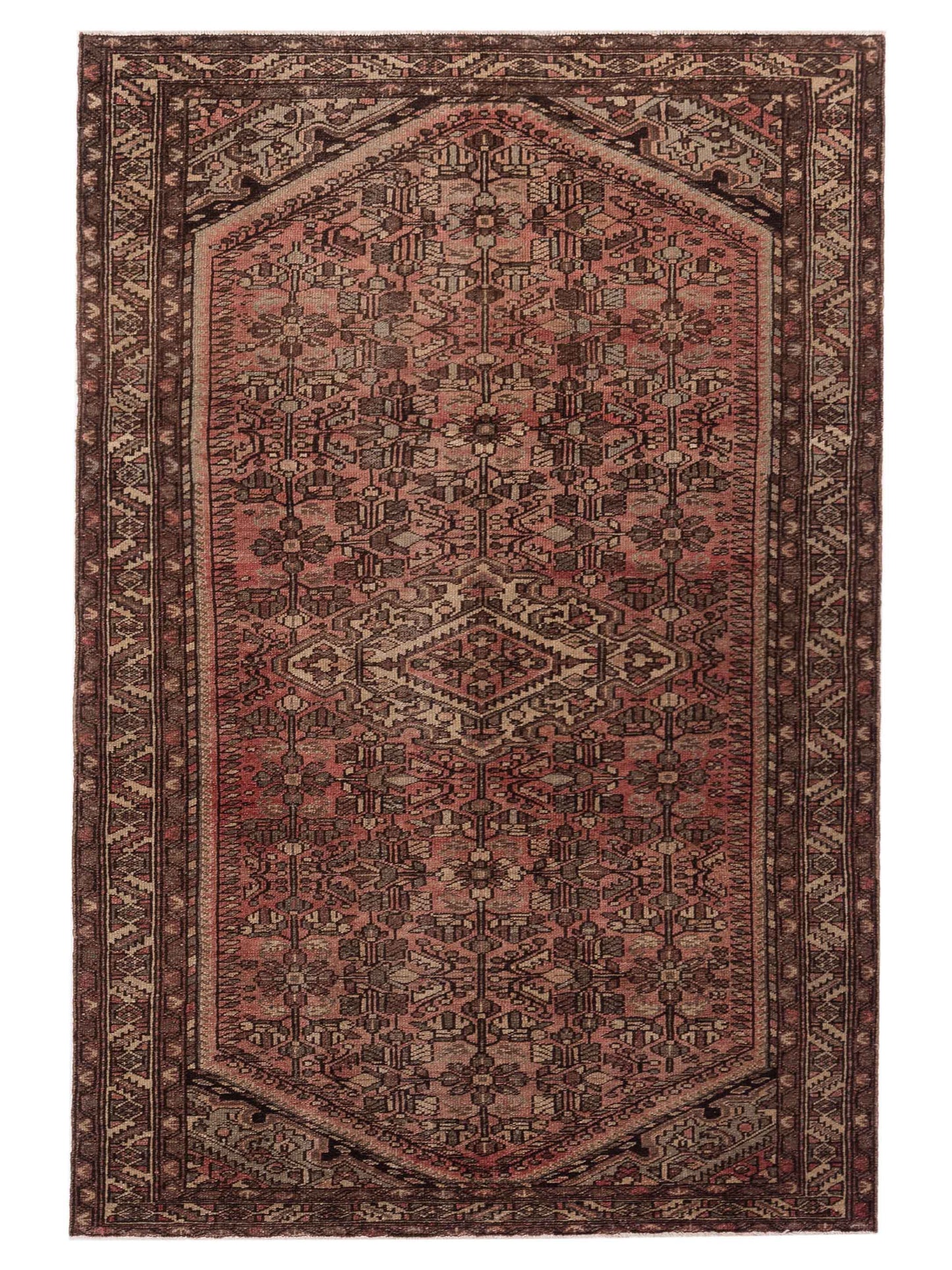 Pasha Antique Heirloom Pink Brown Traditional