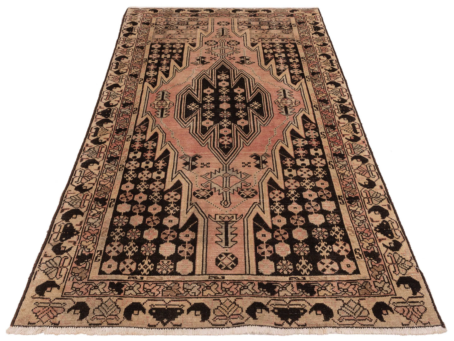 Antique Heirloom 147673 Pink Ivory 3.9x6.4 Hand Knotted Rug