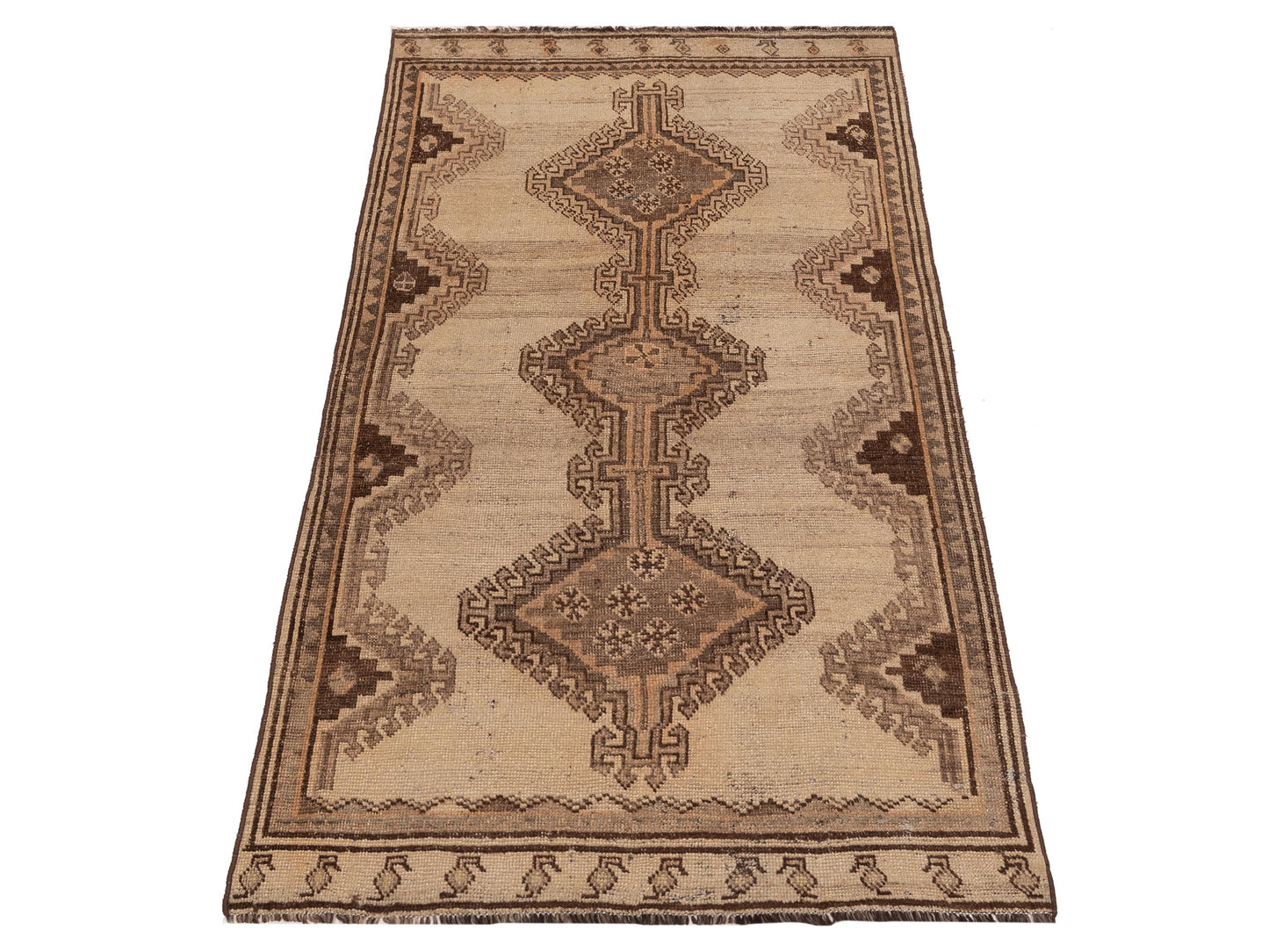 Antique Heirloom 147678 Beige Brown 3.7x6.9 Hand Knotted Rug