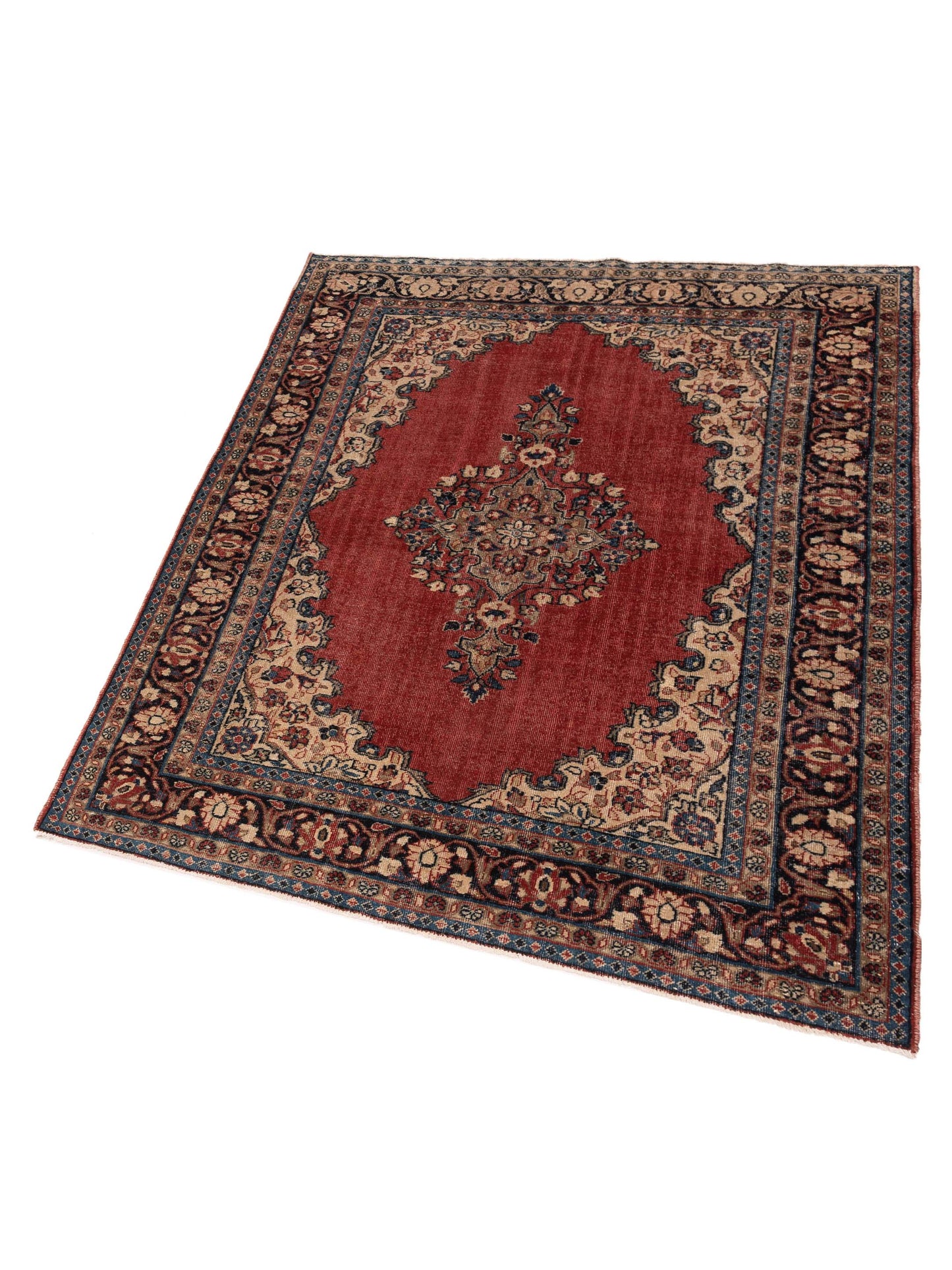 Antique Heirloom 147742 Red Navy 5x6.5 Hand Knotted Rug