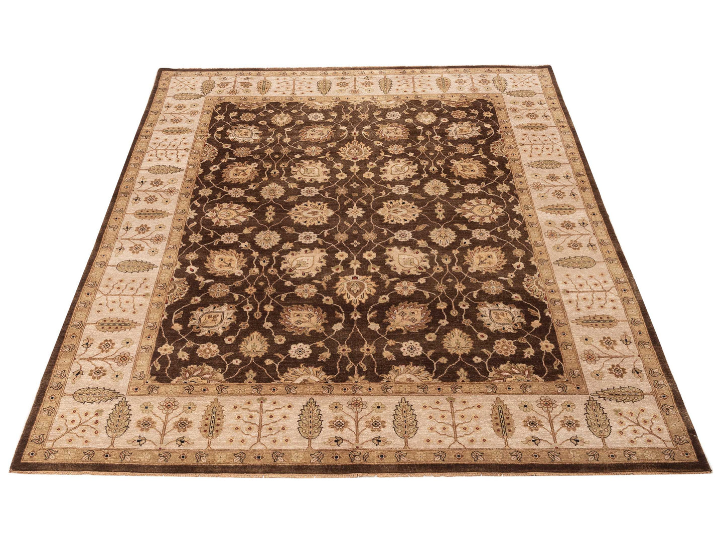 Ghazani 147754 Brown Ivory 7.11x9.10 Hand Knotted Rug