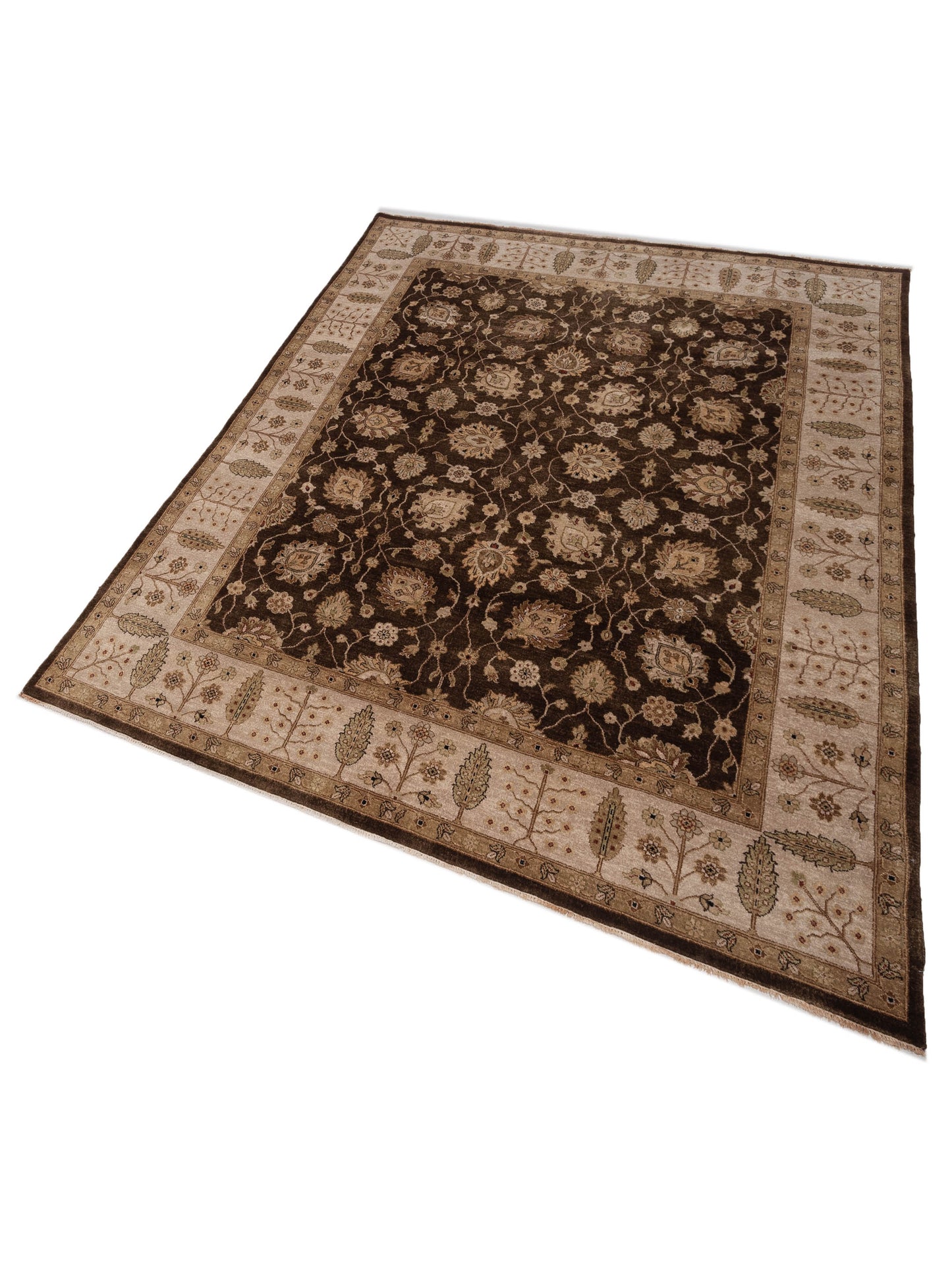 Ghazani 147754 Brown Ivory 7.11x9.10 Hand Knotted Rug