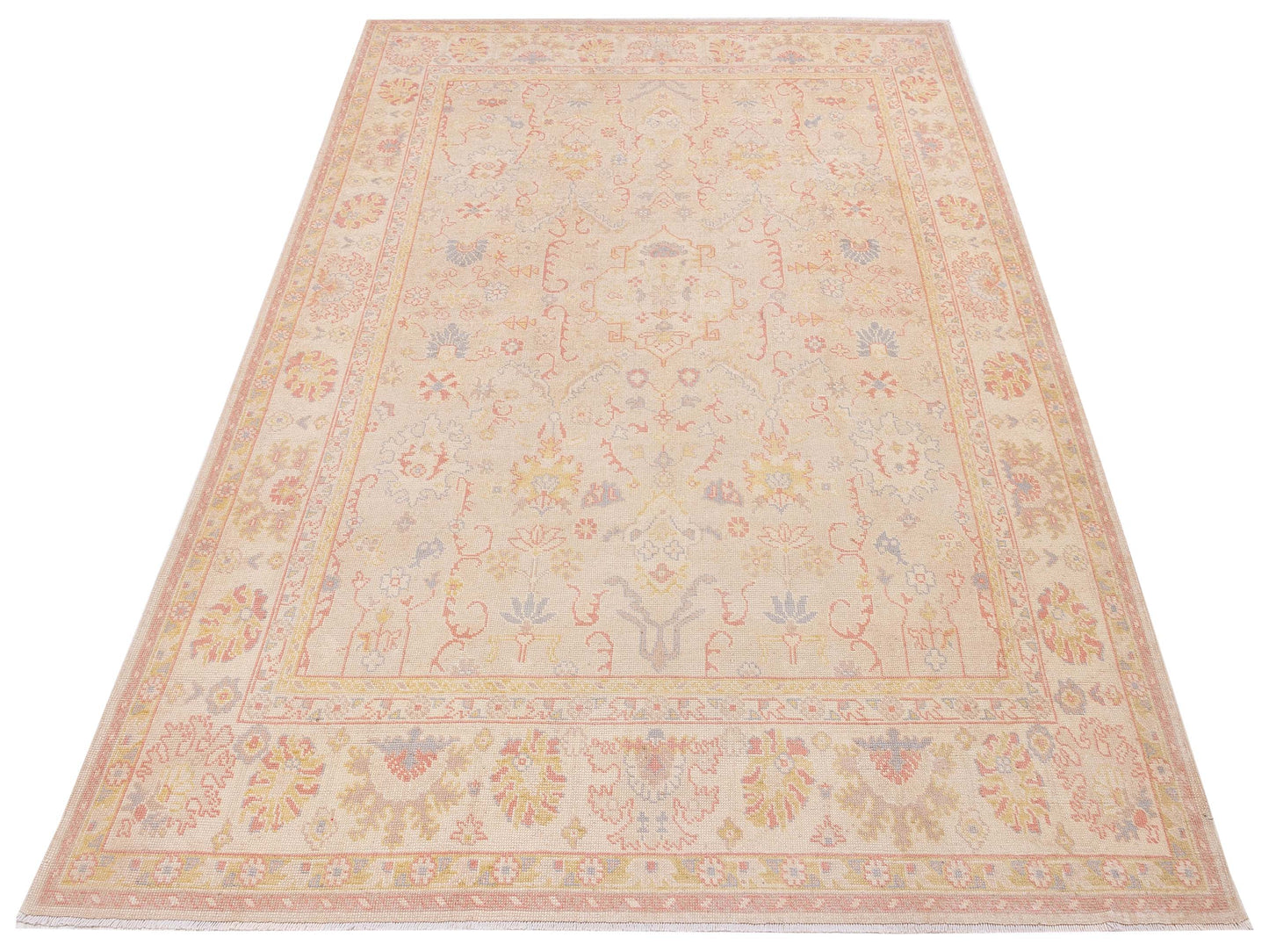 Angora Oushak 147763 Beige Ivory 8x11.1 Hand Knotted Rug
