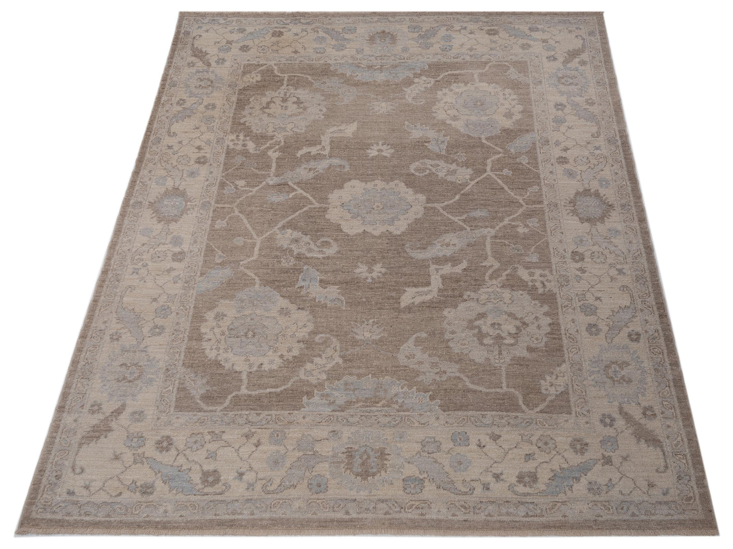 Angora Oushak 147765 Light Brown Ivory 8.3x10 Hand Knotted Rug
