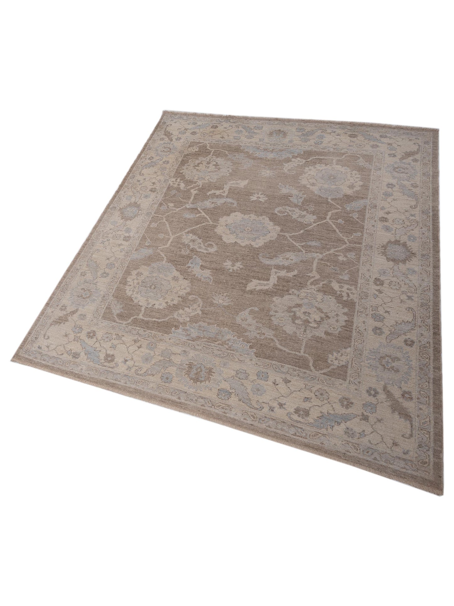 Angora Oushak 147765 Light Brown Ivory 8.3x10 Hand Knotted Rug