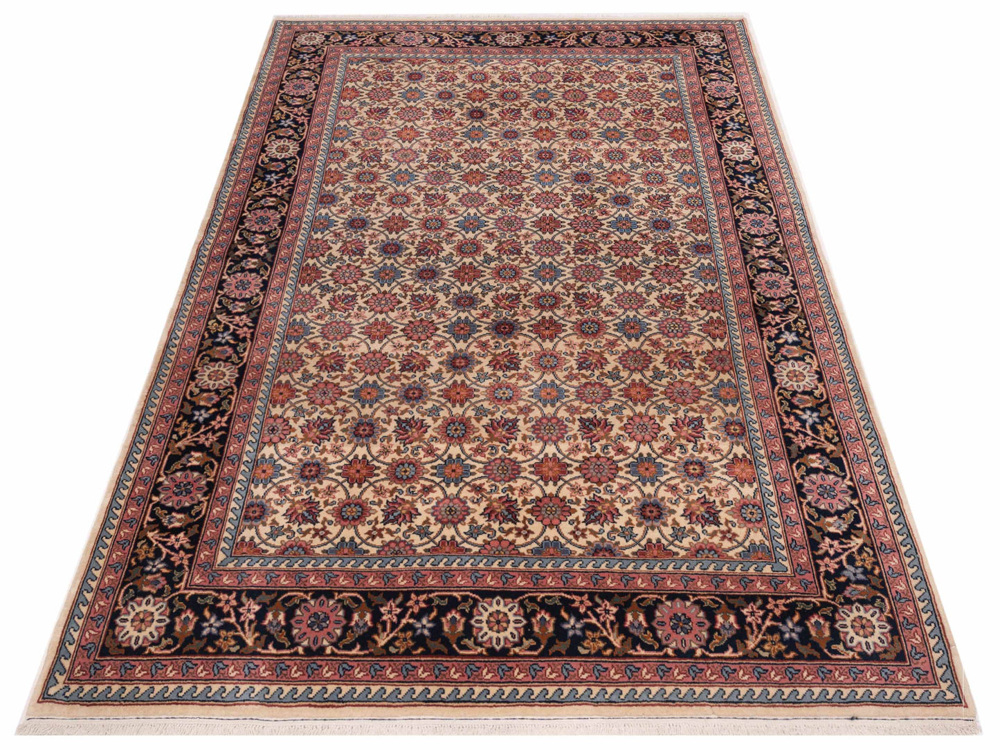 Ladik 147786 Ivory Navy 6.7x10.1 Hand Knotted Rug