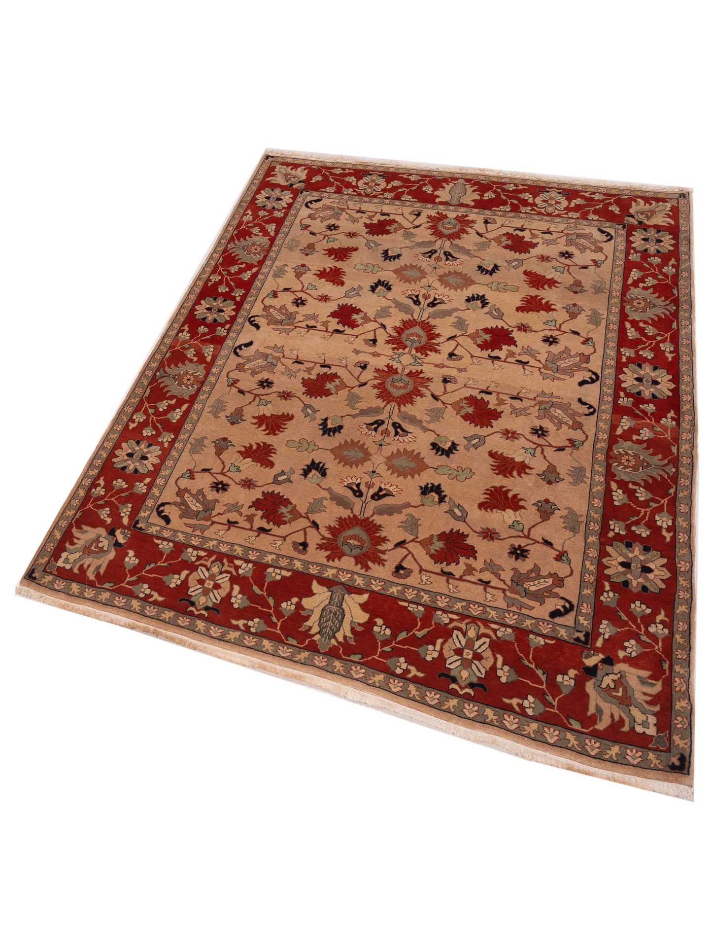 Elvan Azlema Beige Rust 6.10x8.1 Hand Knotted Rug