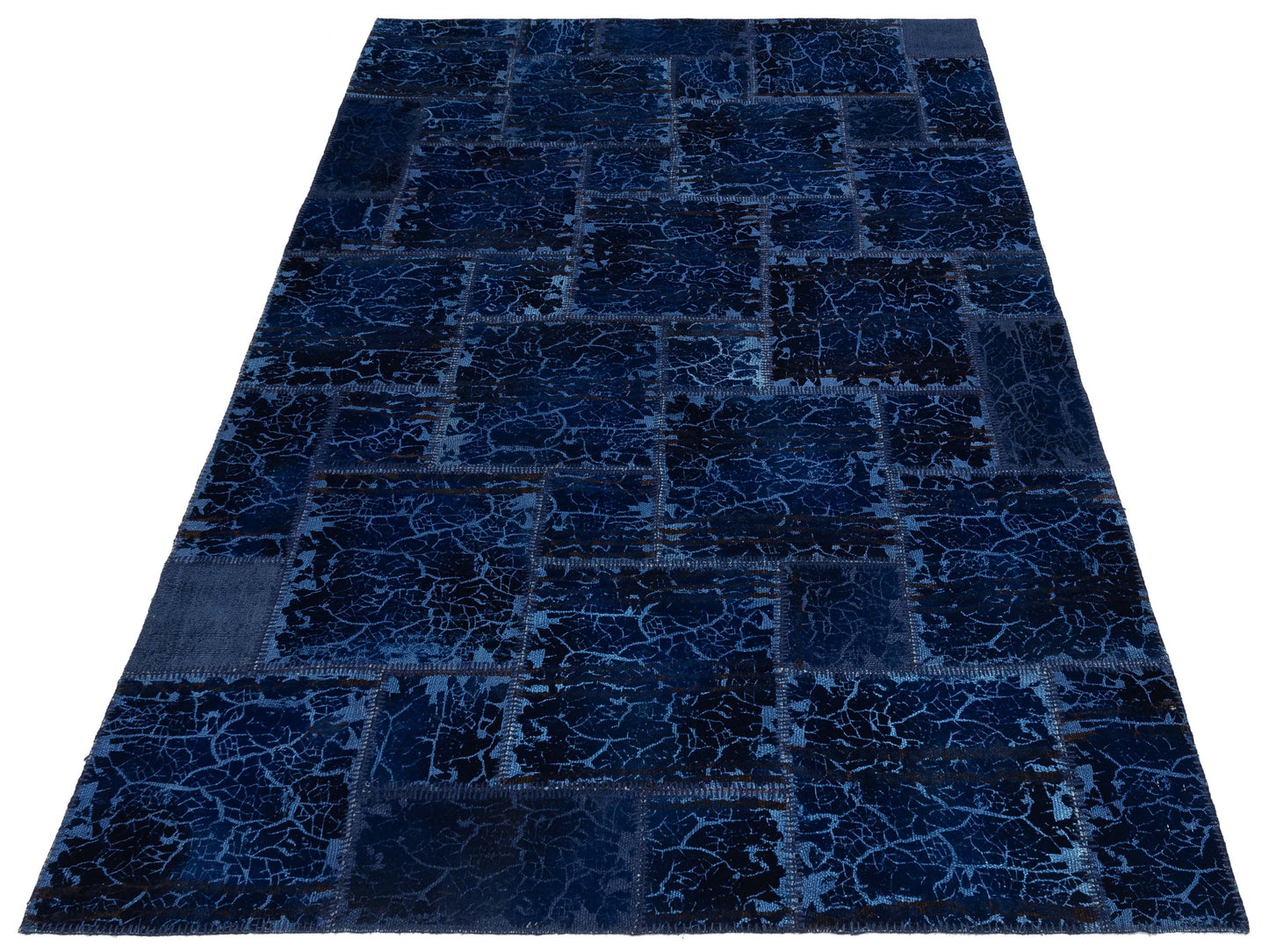Turkish Vestige Patchwork 147797 Navy Navy 6.6x9.9 Hand Knotted Rug