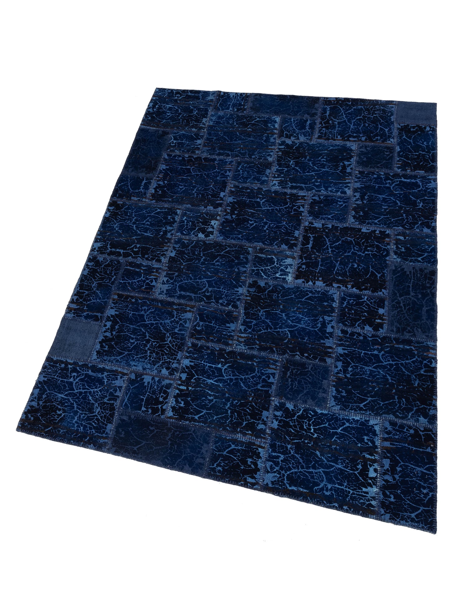 Turkish Vestige Patchwork 147797 Navy Navy 6.6x9.9 Hand Knotted Rug