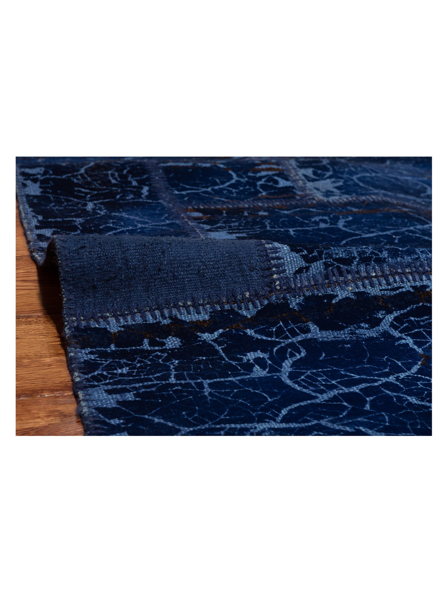 Turkish Vestige Patchwork 147797 Navy Navy 6.6x9.9 Hand Knotted Rug