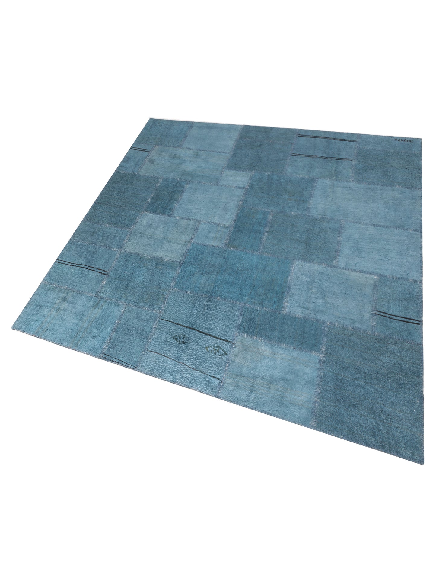 Turkish Vestige Patchwork 147800 Blue Blue 8.3x9.10 Hand Knotted Rug