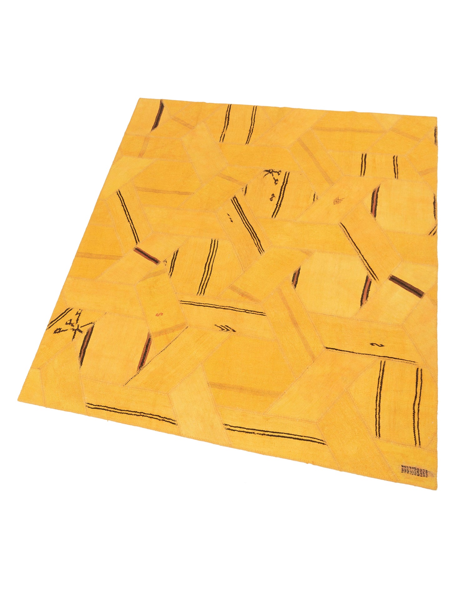 Turkish Vestige Patchwork 147801 Yellow Yellow 8.3x9.10 Hand Knotted Rug