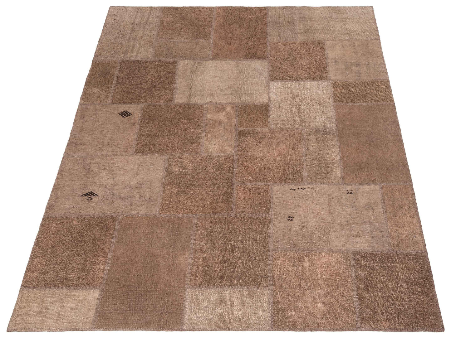 Turkish Vestige Patchwork 147805 Brown Brown 8.3x9.11 Hand Knotted Rug