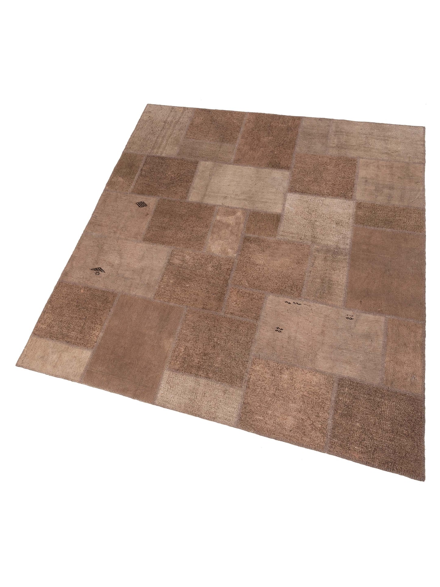 Turkish Vestige Patchwork 147805 Brown Brown 8.3x9.11 Hand Knotted Rug