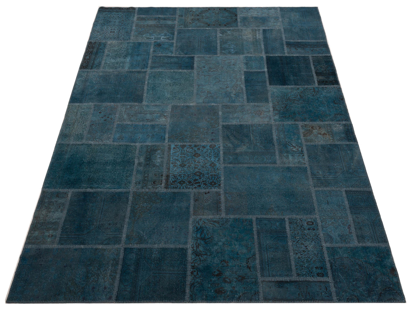 Turkish Vestige Patchwork 147806 Indigo Indigo 9.1x12 Hand Knotted Rug
