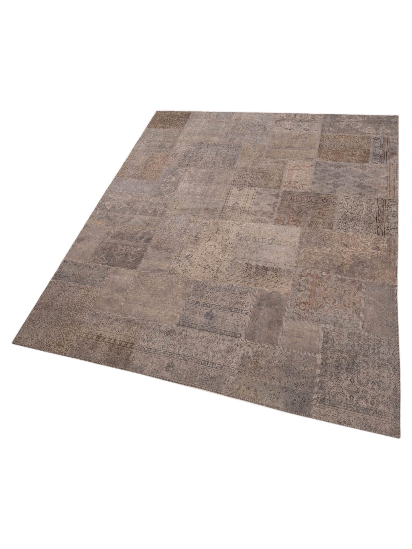 Turkish Vestige Patchwork 147807 Gray Gray 9x12 Hand Knotted Rug