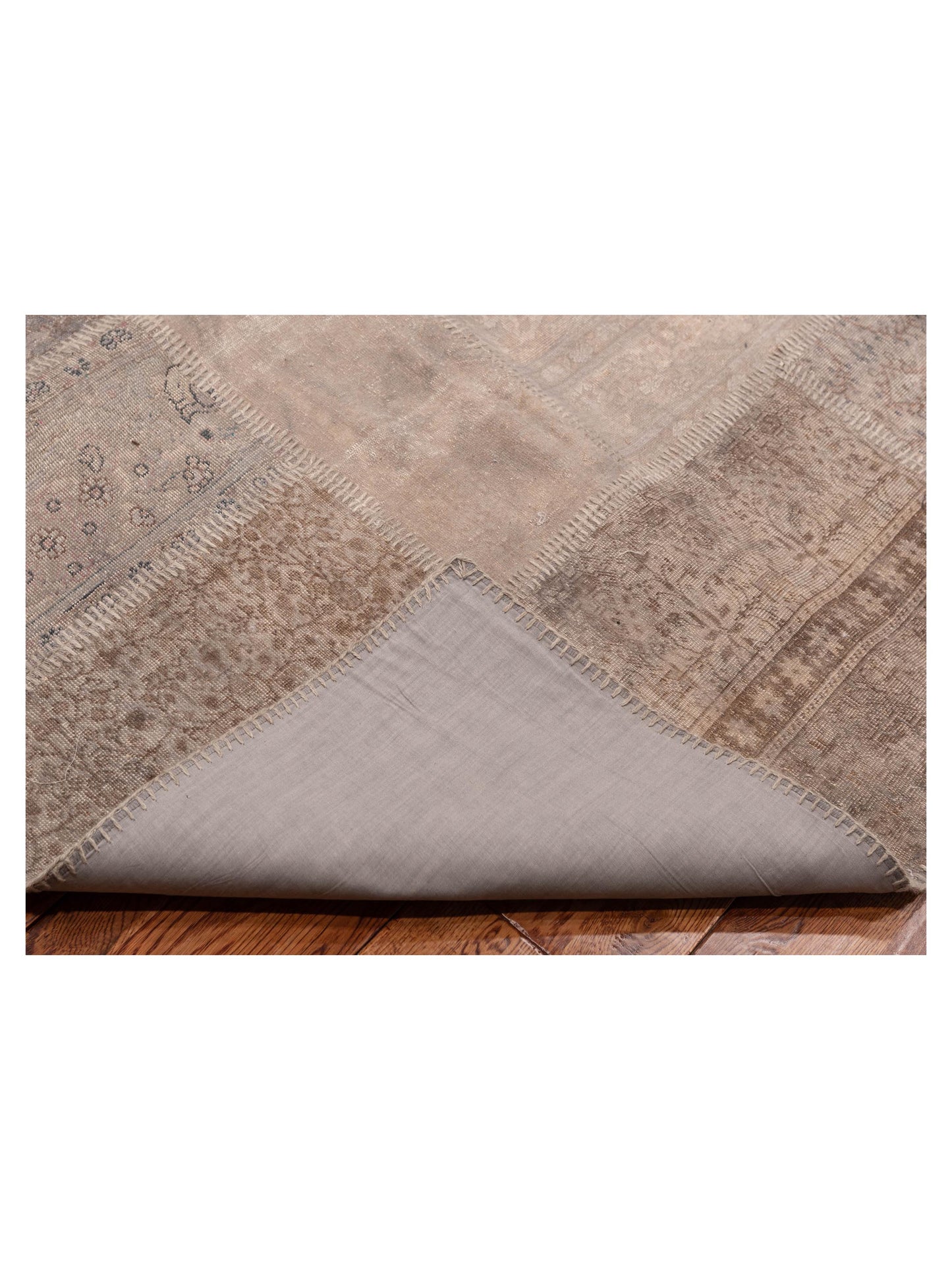 Turkish Vestige Patchwork 147807 Gray Gray 9x12 Hand Knotted Rug