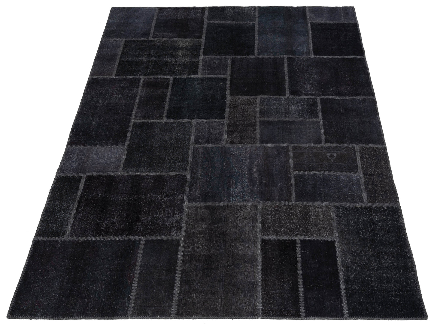 Turkish Vestige Patchwork 147812 Charcoal Charcoal 8.1x10 Hand Knotted Rug