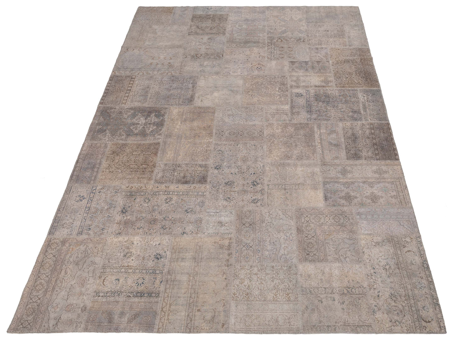 Turkish Vestige Patchwork 147813 Gray Gray 10x14 Hand Knotted Rug