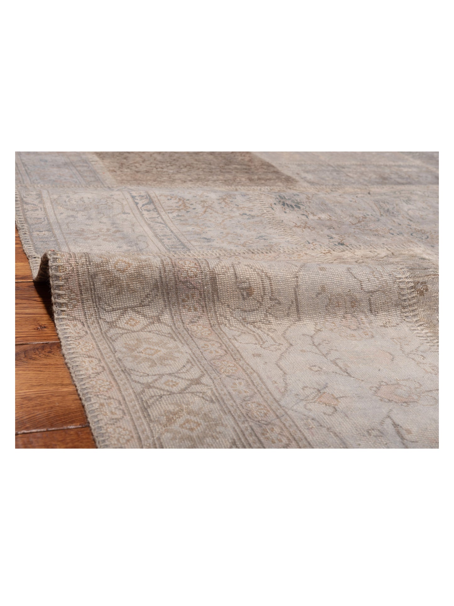 Turkish Vestige Patchwork 147813 Gray Gray 10x14 Hand Knotted Rug