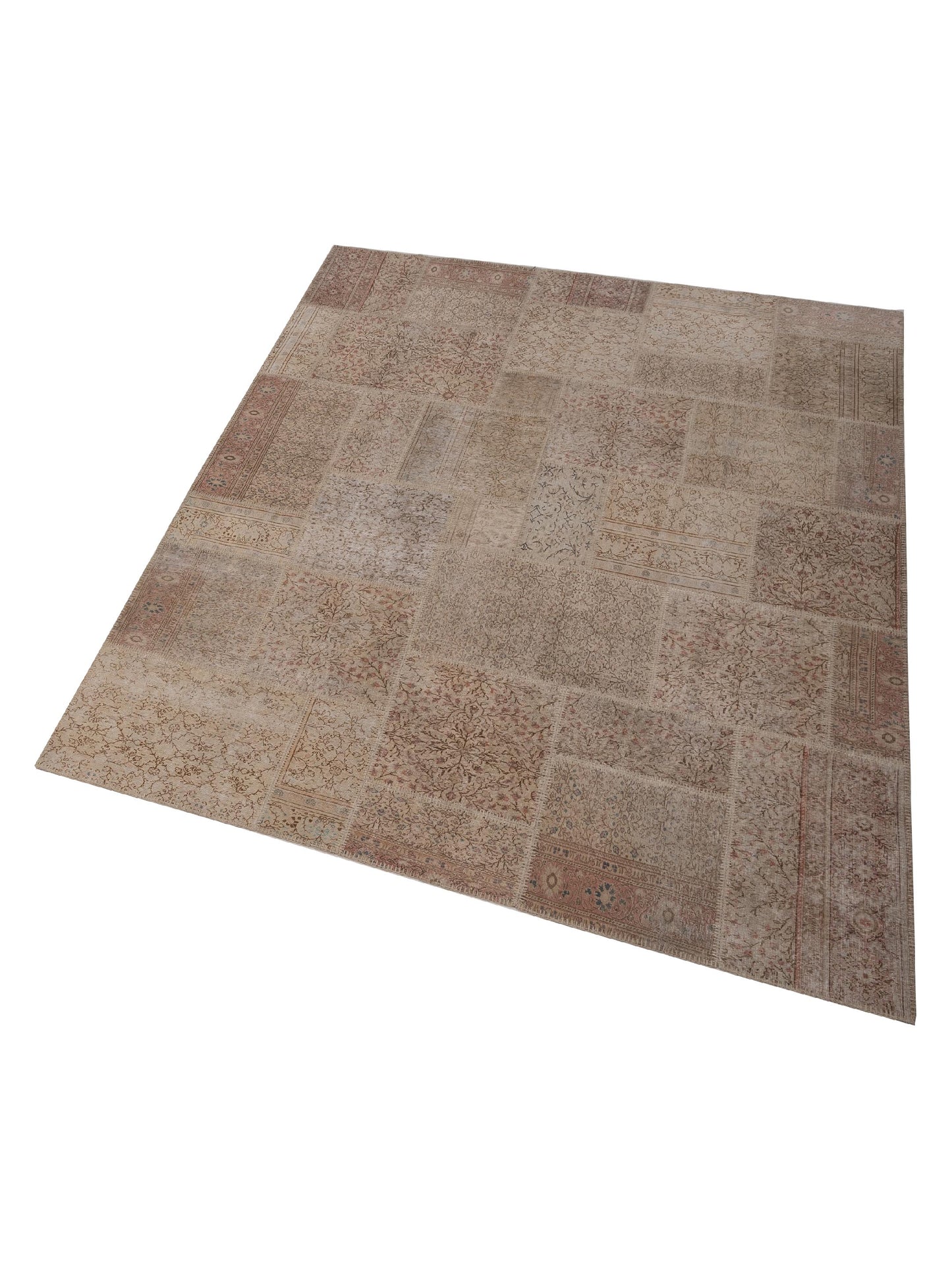 Turkish Vestige Patchwork 147815 Beige Beige 8.1x10 Hand Knotted Rug