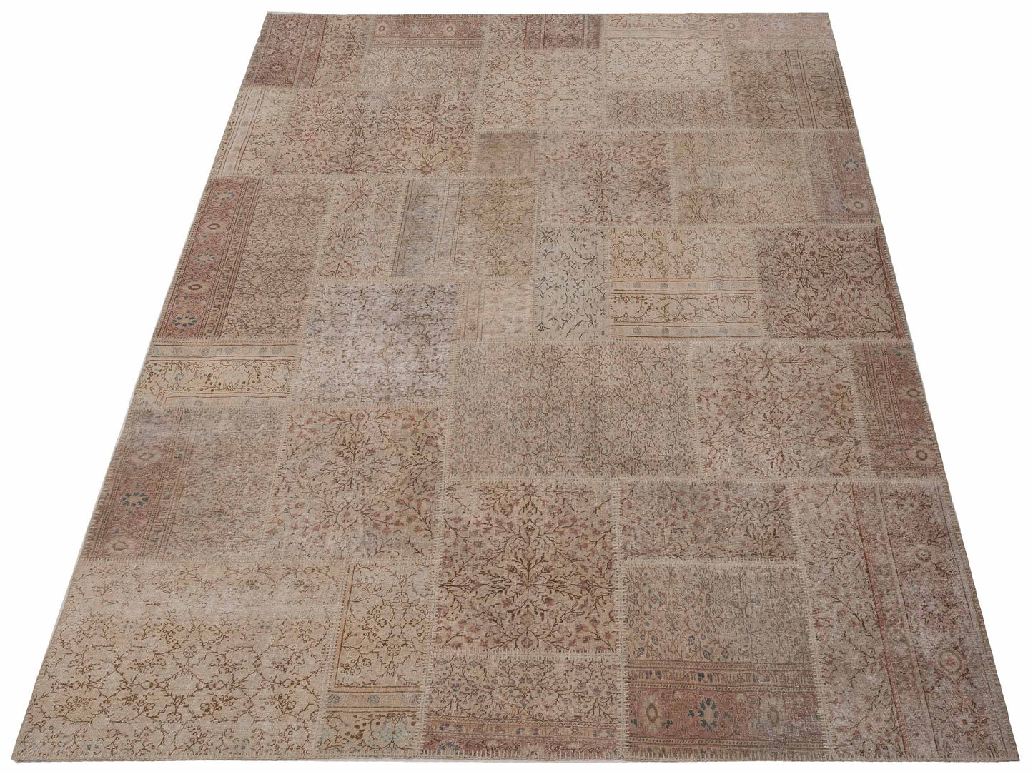 Turkish Vestige Patchwork 147815 Beige Beige 8.1x10 Hand Knotted Rug