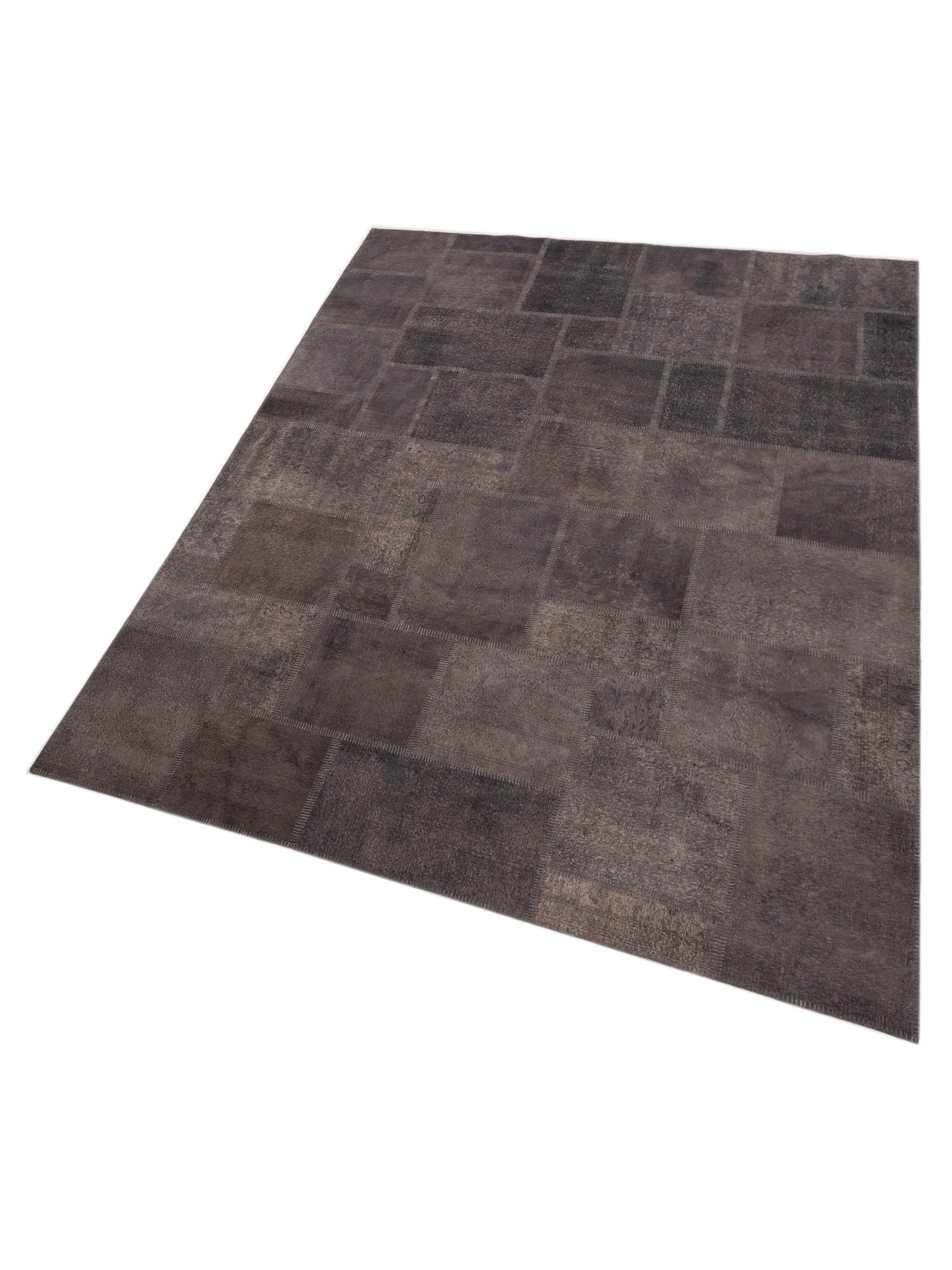 Turkish Vestige Patchwork 147816 Gray Gray 9x12 Hand Knotted Rug