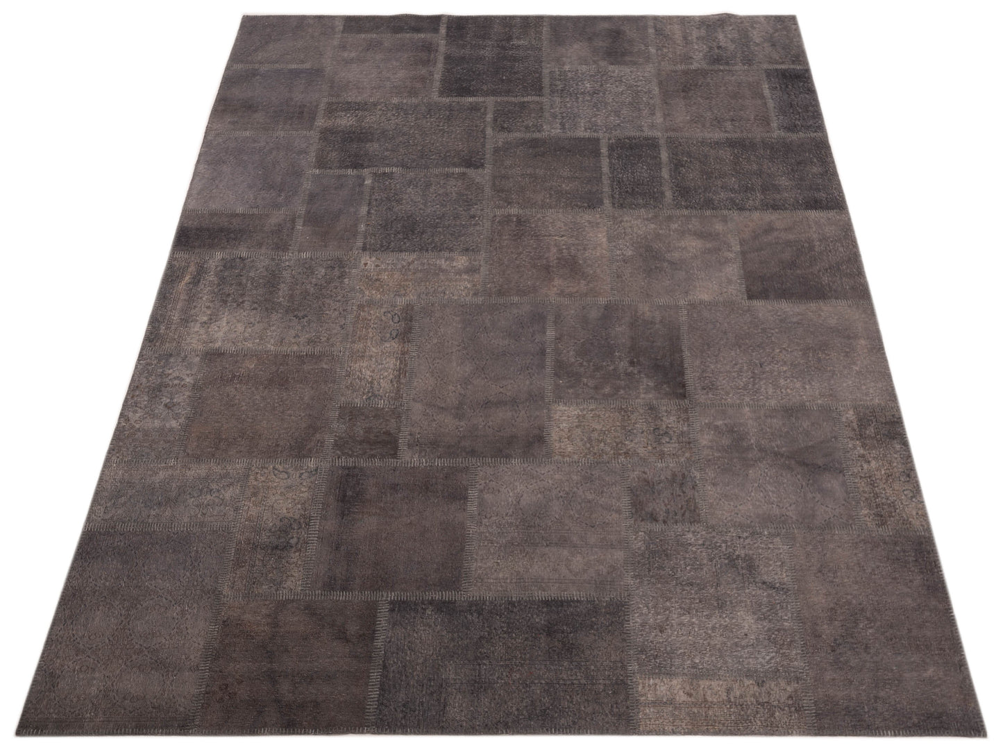Turkish Vestige Patchwork 147816 Gray Gray 9x12 Hand Knotted Rug