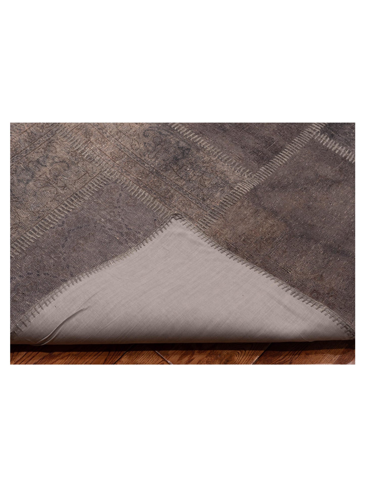 Turkish Vestige Patchwork 147816 Gray Gray 9x12 Hand Knotted Rug
