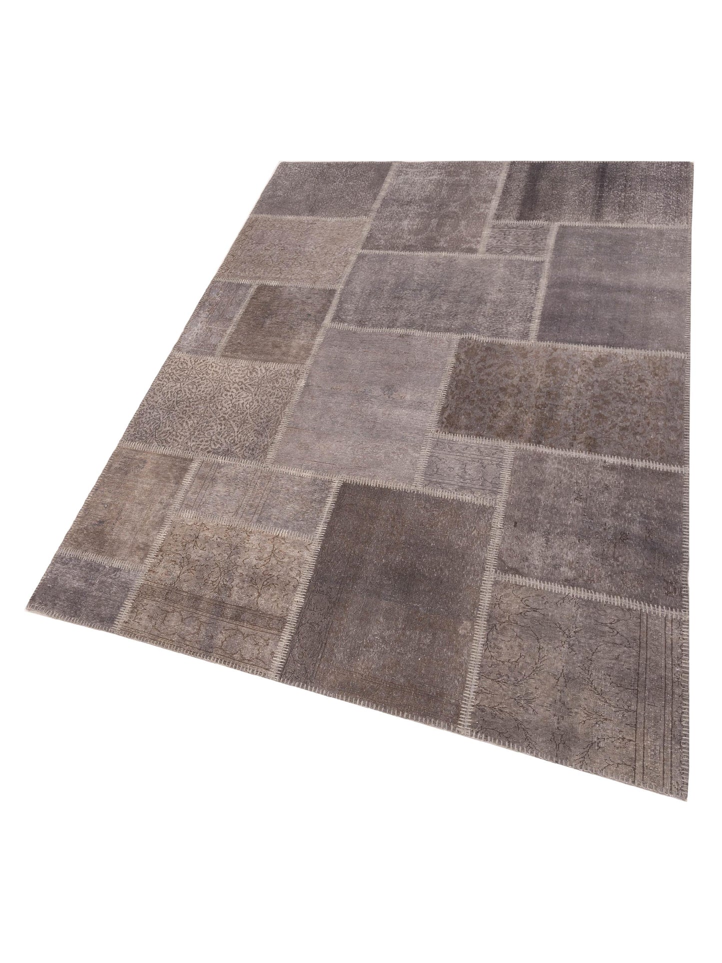 Turkish Vestige Patchwork 147818 Gray Gray 6.1x9.1 Hand Knotted Rug