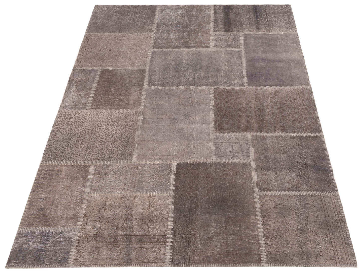 Turkish Vestige Patchwork 147818 Gray Gray 6.1x9.1 Hand Knotted Rug