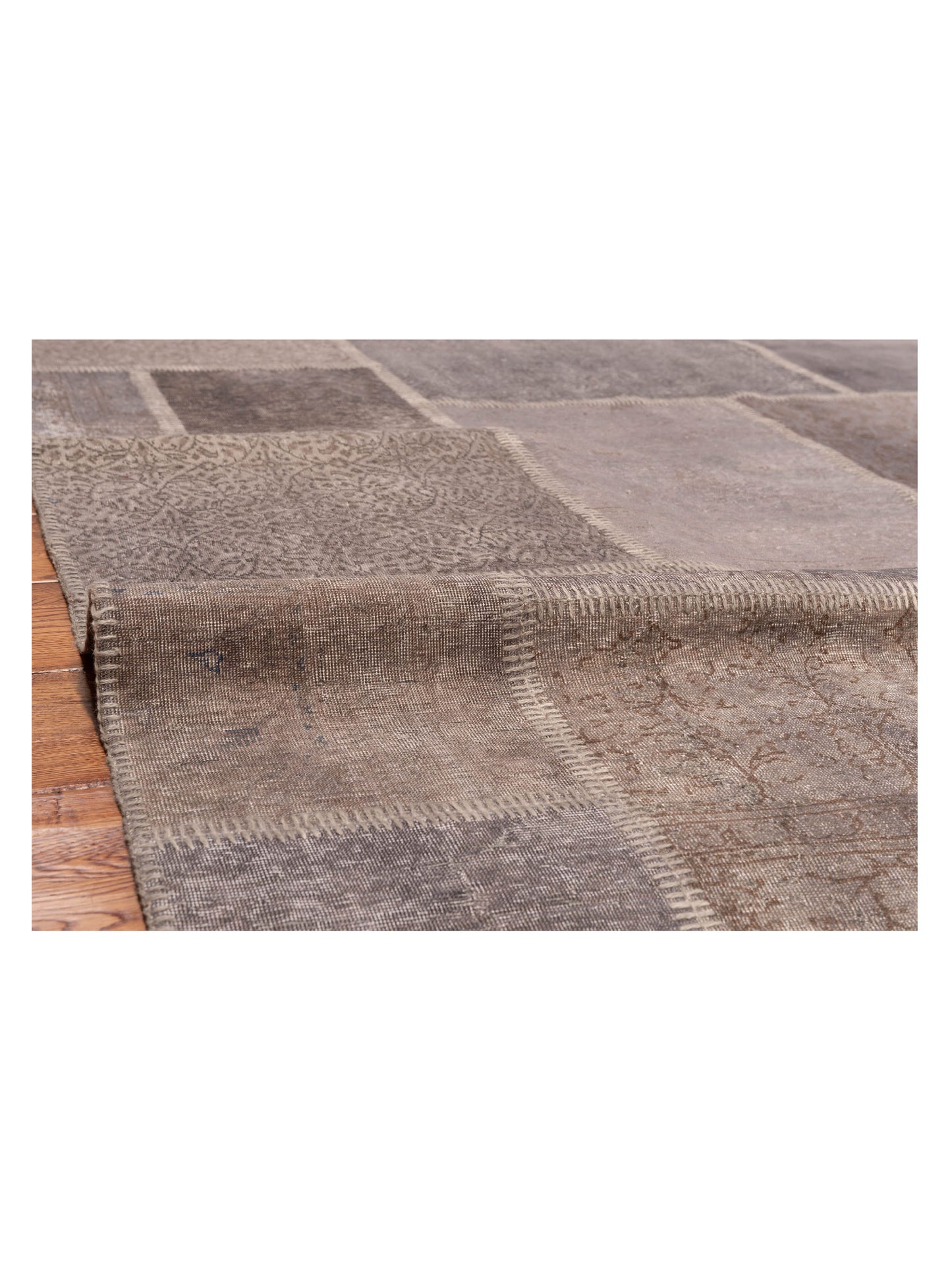 Turkish Vestige Patchwork 147818 Gray Gray 6.1x9.1 Hand Knotted Rug