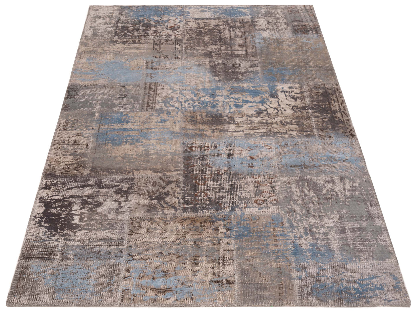 Turkish Vestige Patchwork 147822 Gray Gray 5.7x7.10 Hand Knotted Rug