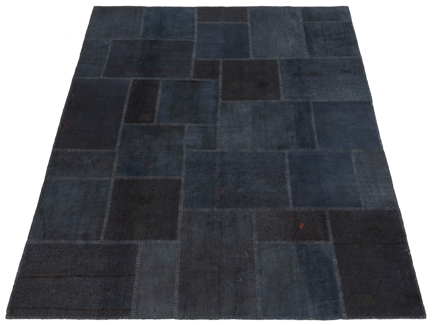 Turkish Vestige Patchwork 147823 Black Black 8.3x9.10 Hand Knotted Rug