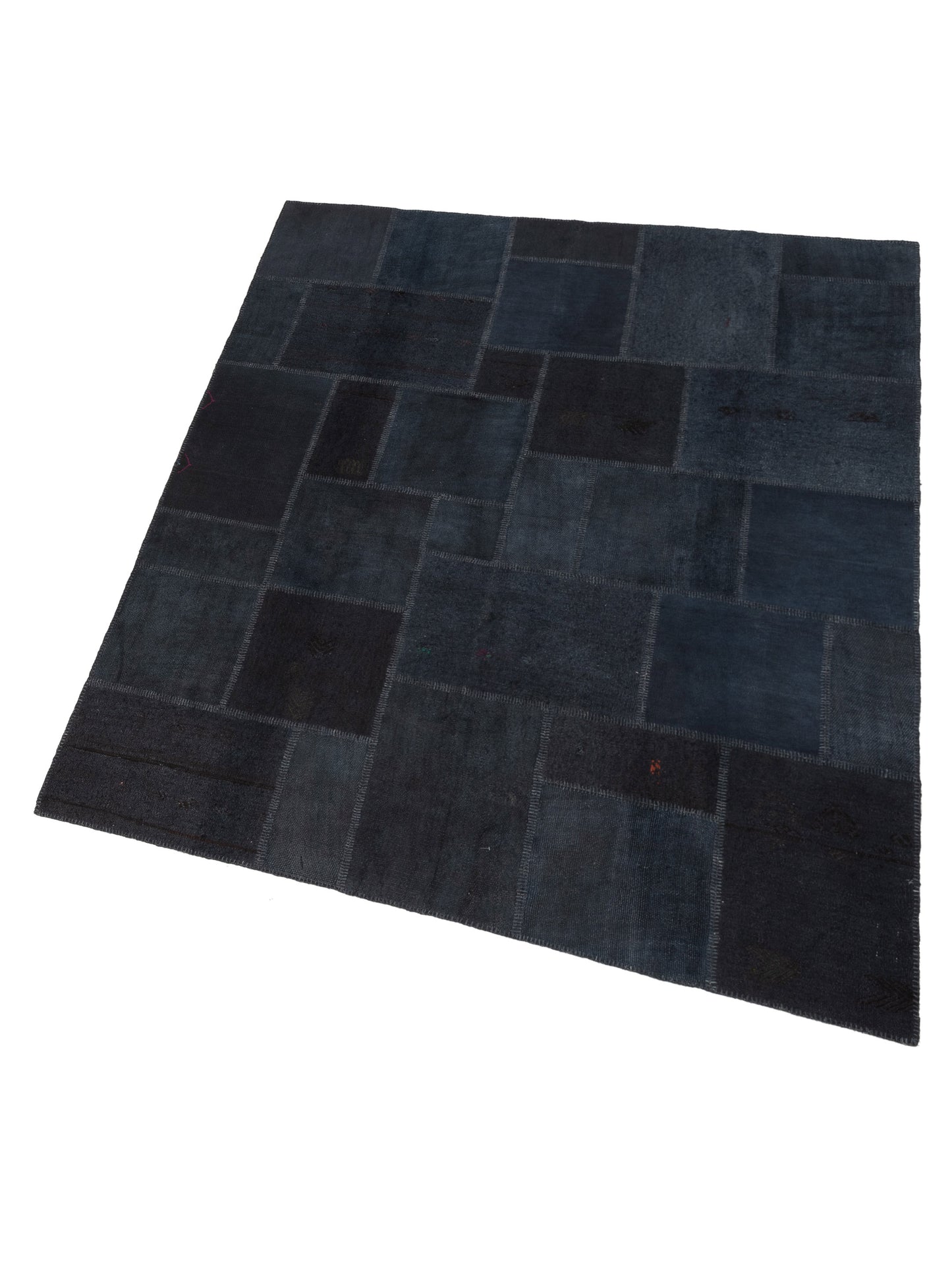 Turkish Vestige Patchwork 147823 Black Black 8.3x9.10 Hand Knotted Rug