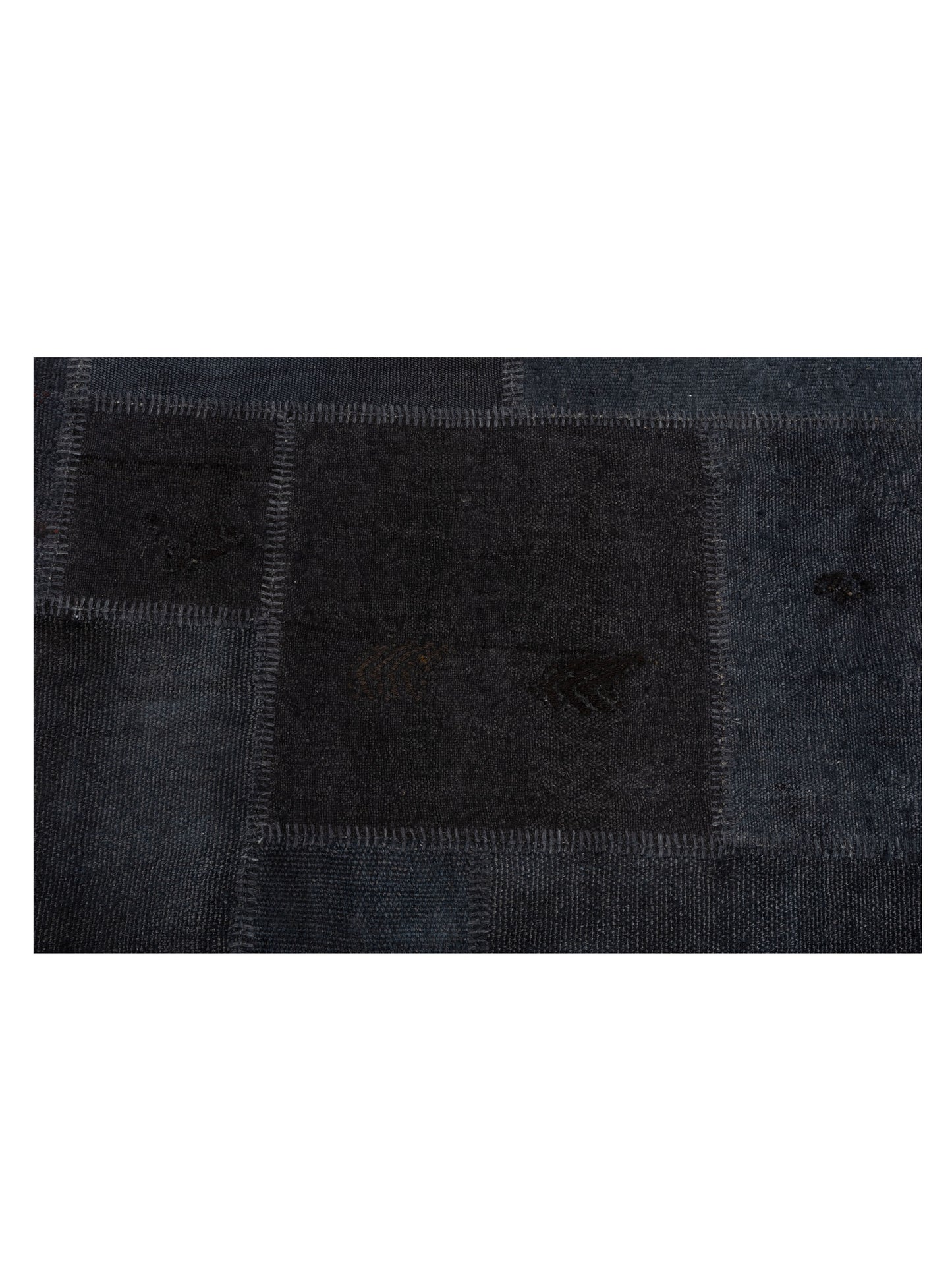 Turkish Vestige Patchwork 147823 Black Black 8.3x9.10 Hand Knotted Rug