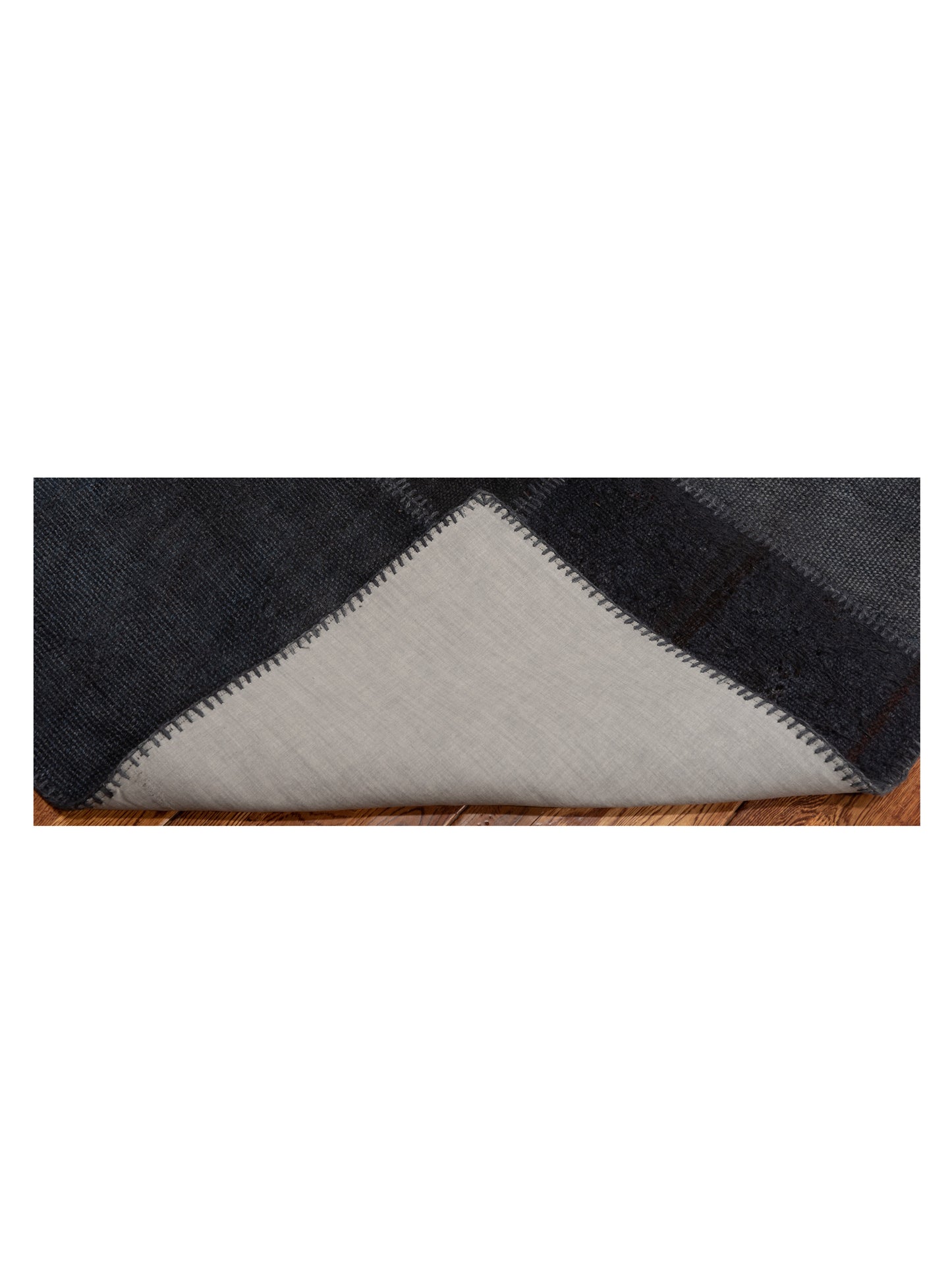 Turkish Vestige Patchwork 147823 Black Black 8.3x9.10 Hand Knotted Rug