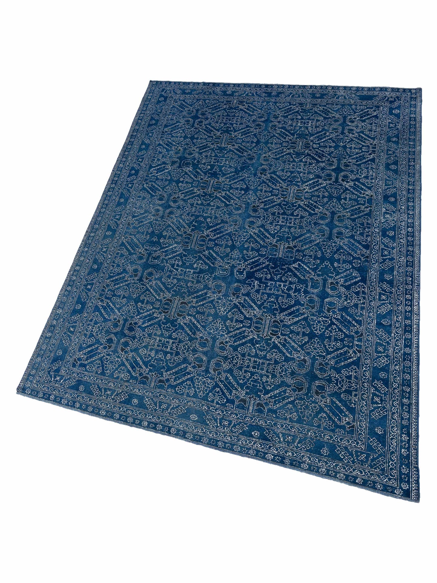 Vintage 147825 Blue Blue 7.9x10.11 Hand Knotted Rug