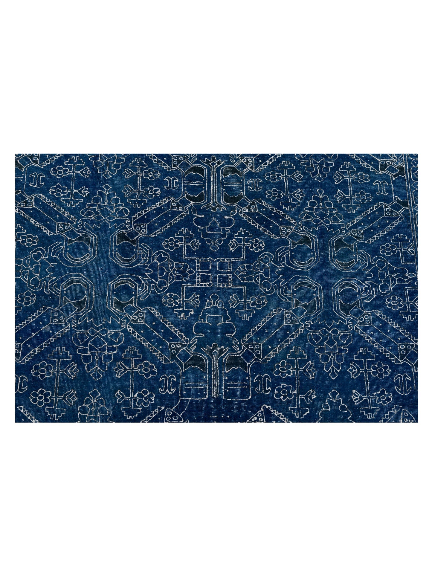 Vintage 147825 Blue Blue 7.9x10.11 Hand Knotted Rug