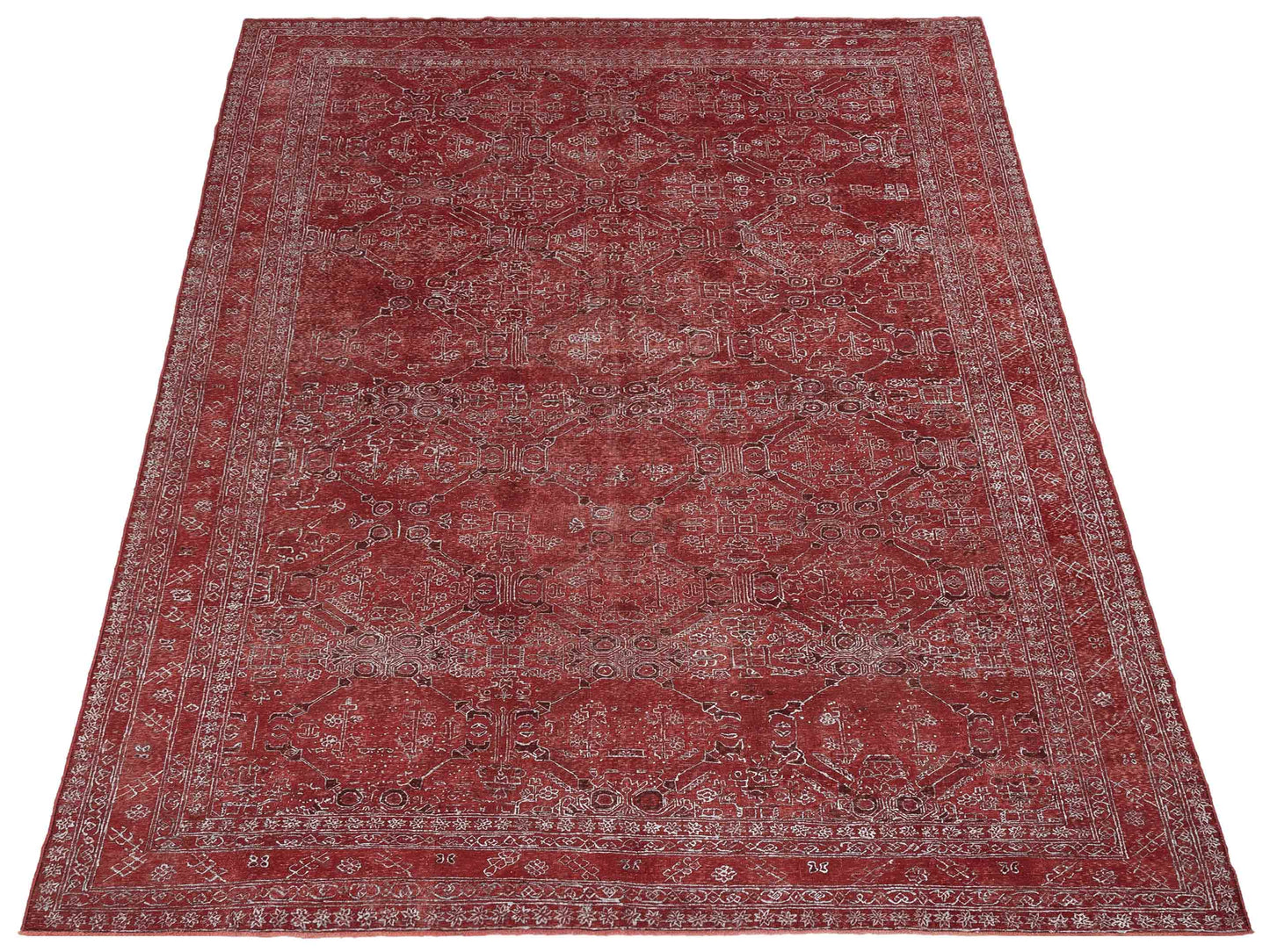 Vintage 147828 Red Red 8.6x12.5 Hand Knotted Rug